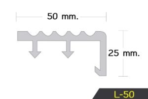 ขนาดจมูกบันไดพีวีซีL50